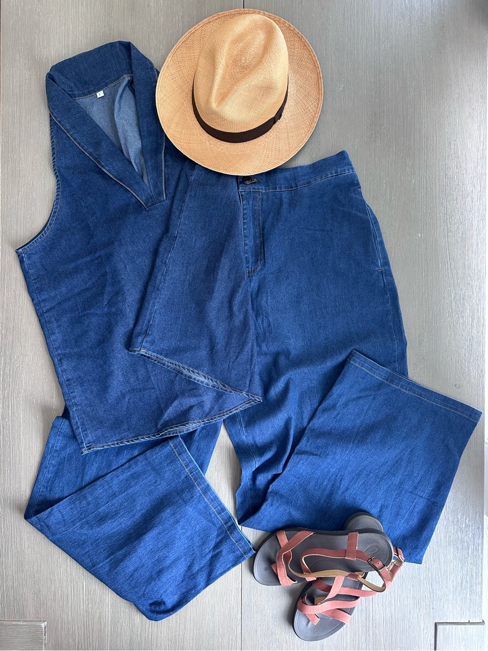 Denim Two-Piece Set - Deep Indigo Top & Pants